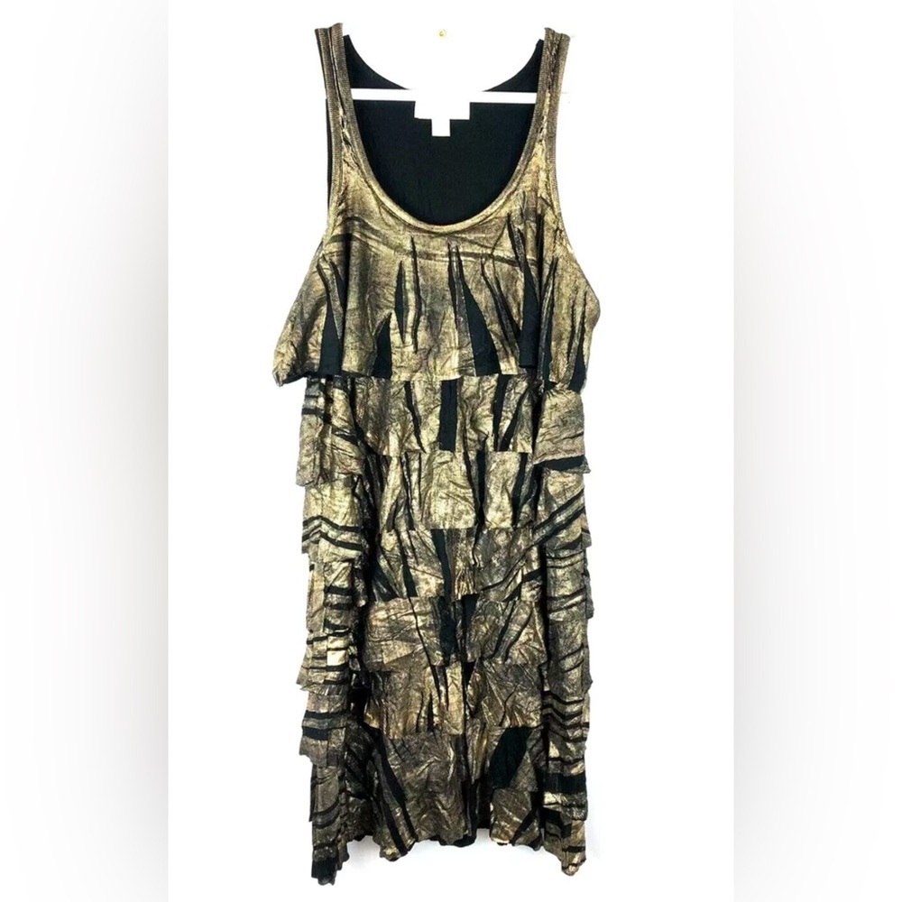 Michael Kors Women’s Gold/Black Sleeveless Knee Length Dress Size Medium